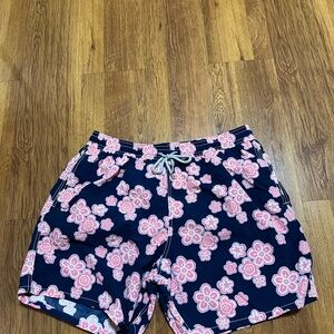 Vilebrequin Navy and Pink Floral Swim Trunks